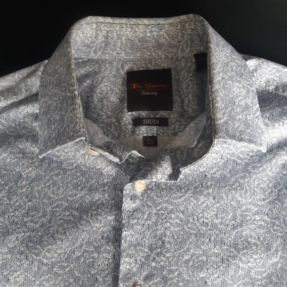 Ben Sherman SZ 15 Cotton Men's Black & White Stripe w/Print Button Up Shirt - Picture 6 of 12